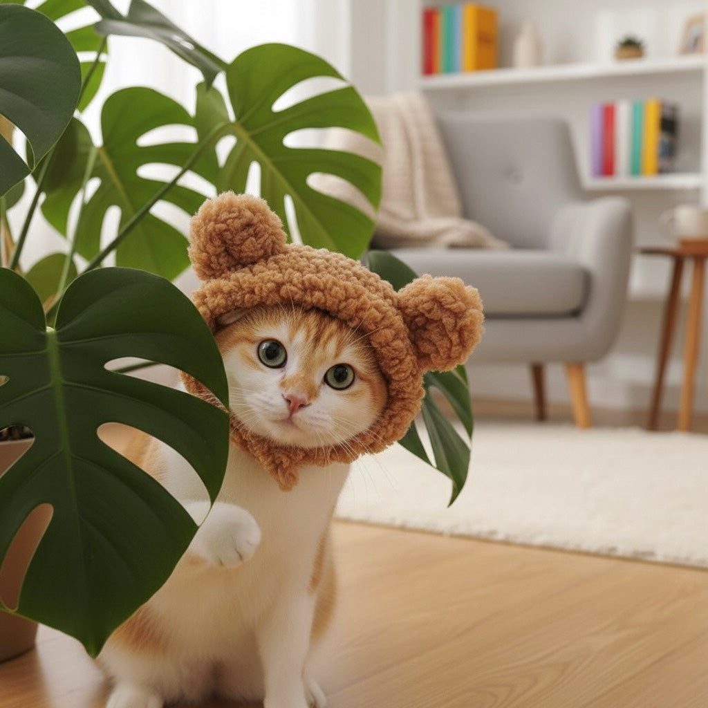Cozy Bear Ears Pet Hat - Adorable Warmth for Your Furry Friend