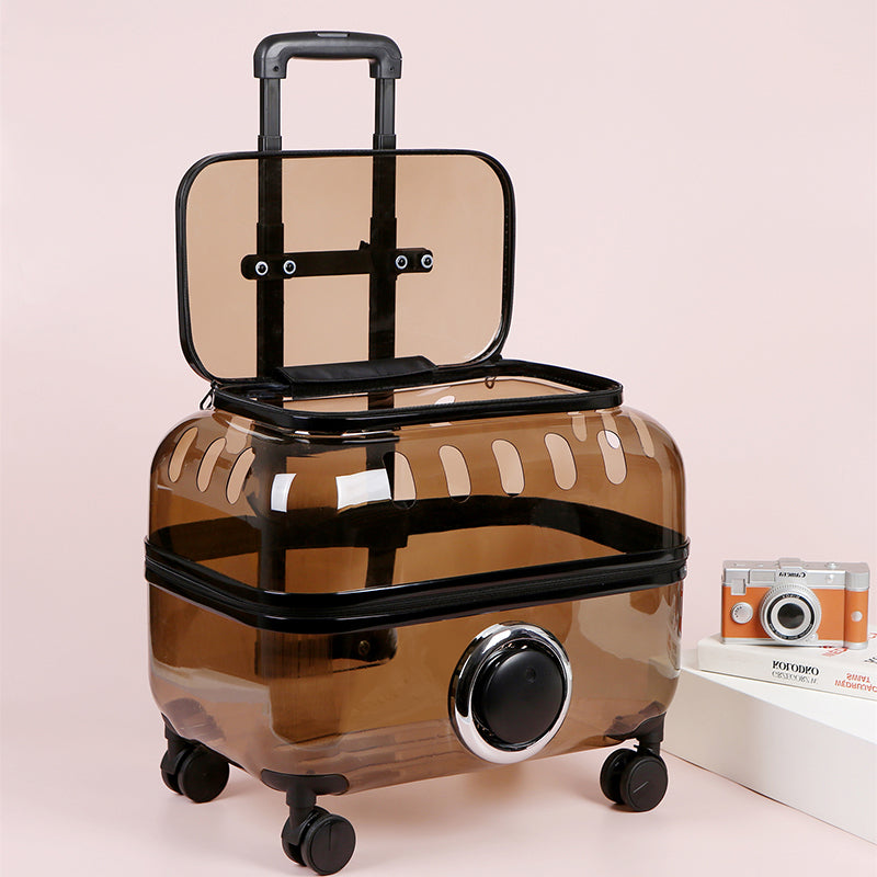 PetsLoveStory® Transparent Pet Travel Trolley - PetsLoveStory®