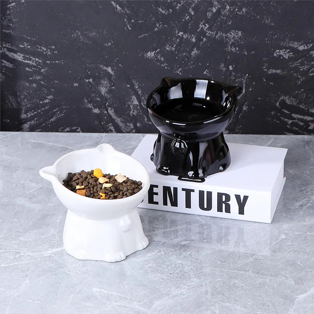 2pcs Ceramic Elevated Cat Bowls for Indoor Cats - PetsLoveStory®