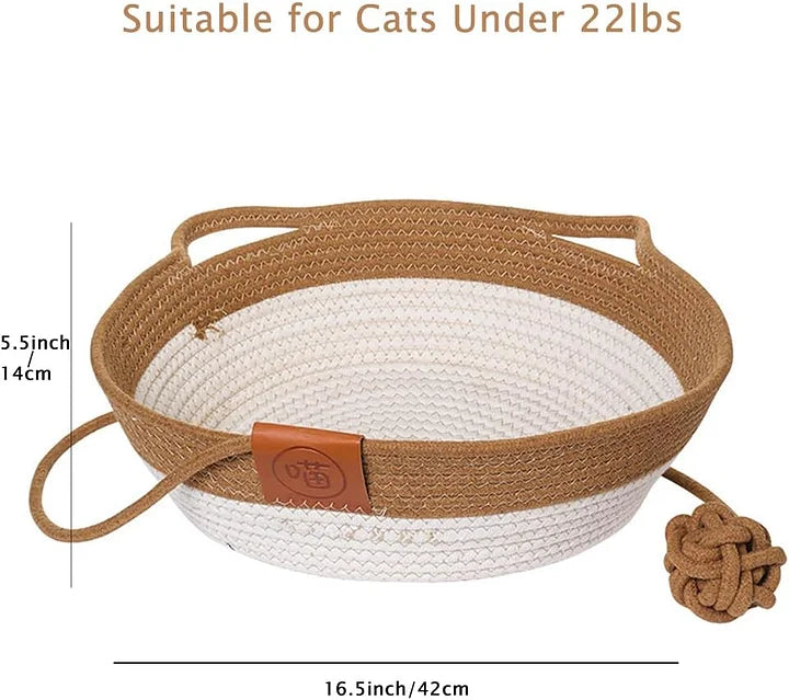 Handwoven Cotton Rope Cat Bed - PetsLoveStory®