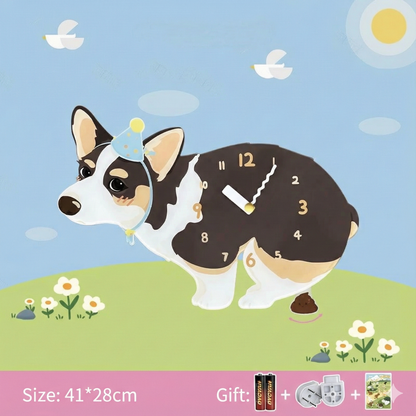 Popping Puppy Wall Clock