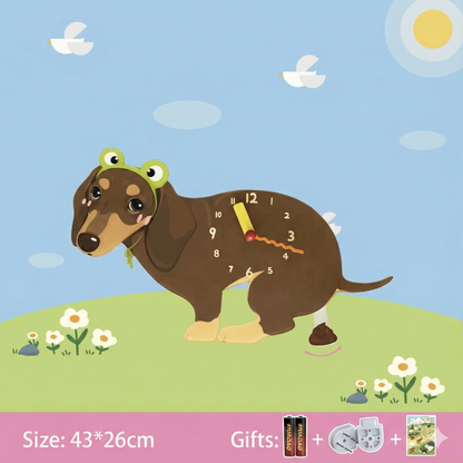 Popping Puppy Wall Clock