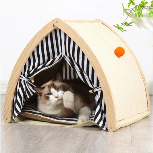 Cat House Tent Shape with Sisal Scratcher - PetsLoveStory®