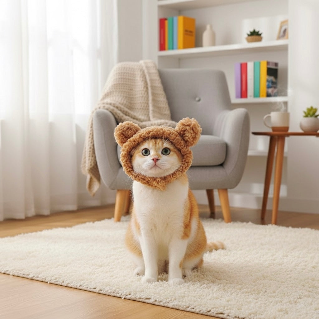 Cozy Bear Ears Pet Hat - Adorable Warmth for Your Furry Friend