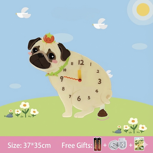 Popping Puppy Wall Clock
