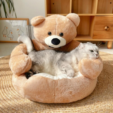 Teddy Bear Plush Pet Bed