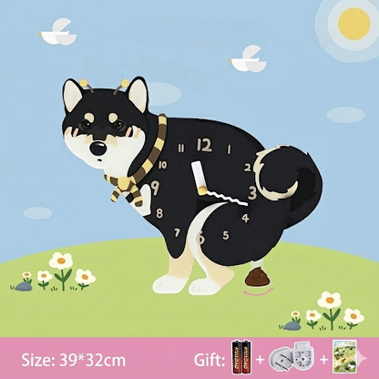 Popping Puppy Wall Clock