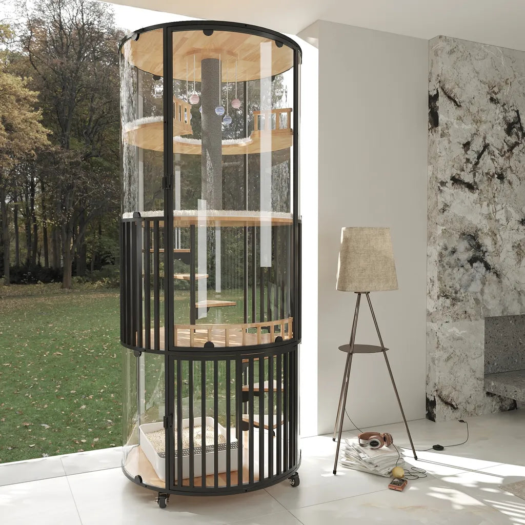 MiaoZan Premium Glass Cat Villa - 360° Series