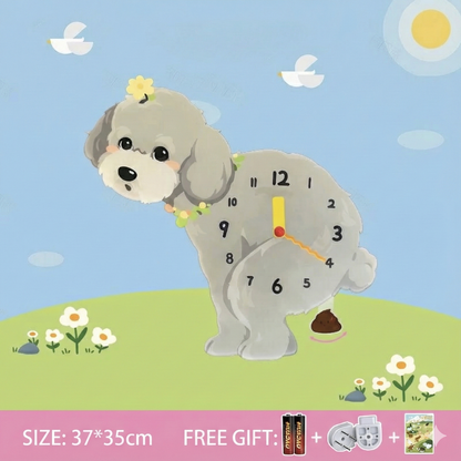 Popping Puppy Wall Clock