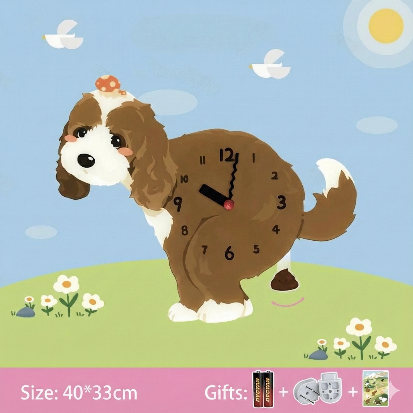 Popping Puppy Wall Clock