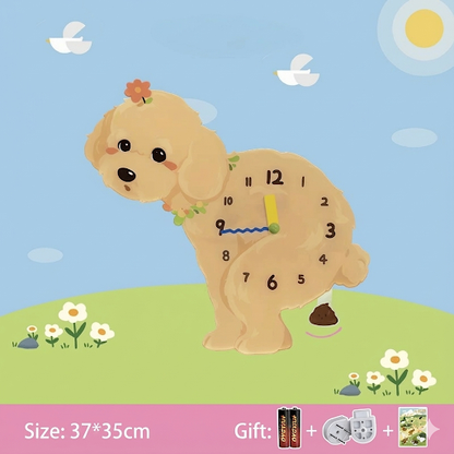Popping Puppy Wall Clock