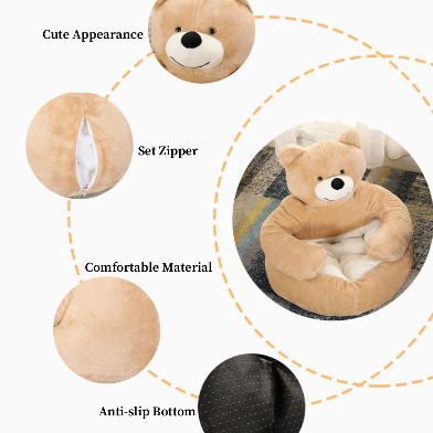 Teddy Bear Plush Pet Bed