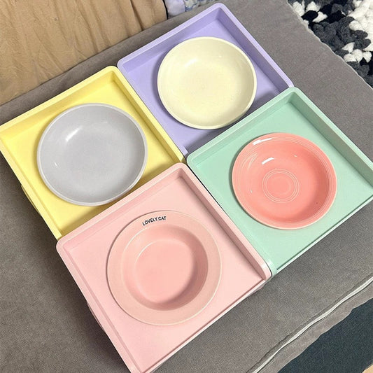 Ceramic Square bowl cat bowl - PetsLoveStory®