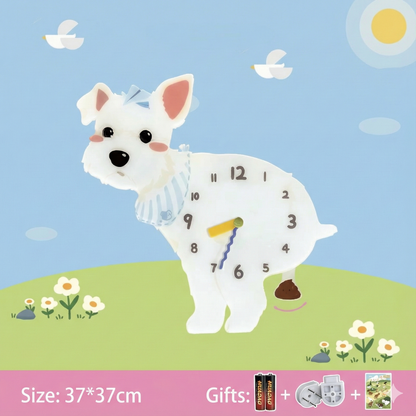 Popping Puppy Wall Clock