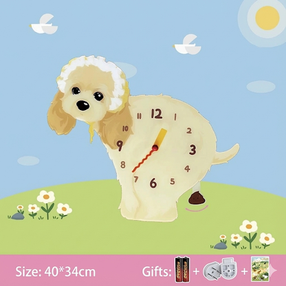 Popping Puppy Wall Clock