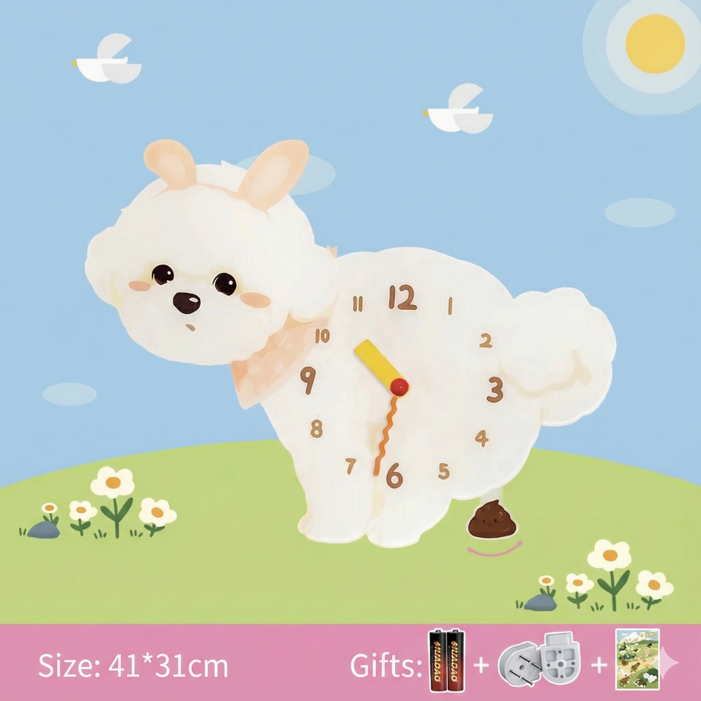 Popping Puppy Wall Clock