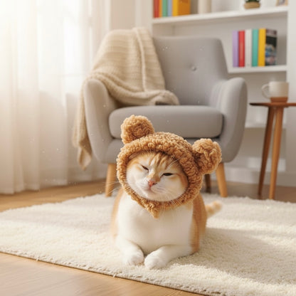 Cozy Bear Ears Pet Hat - Adorable Warmth for Your Furry Friend