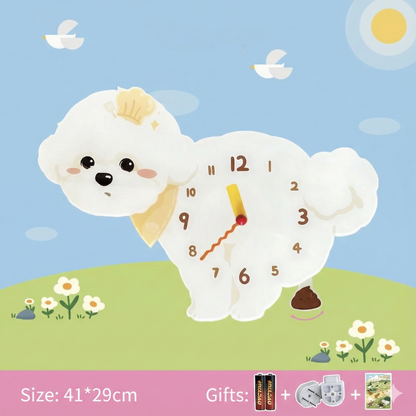 Popping Puppy Wall Clock