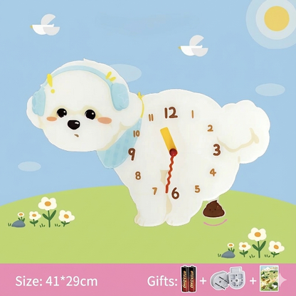 Popping Puppy Wall Clock