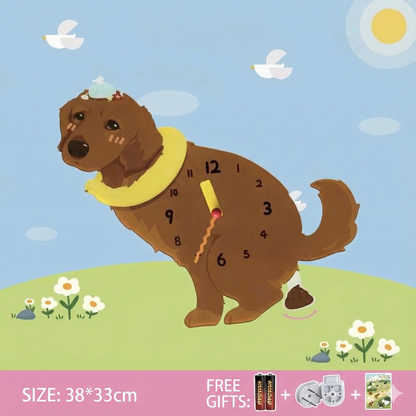 Popping Puppy Wall Clock