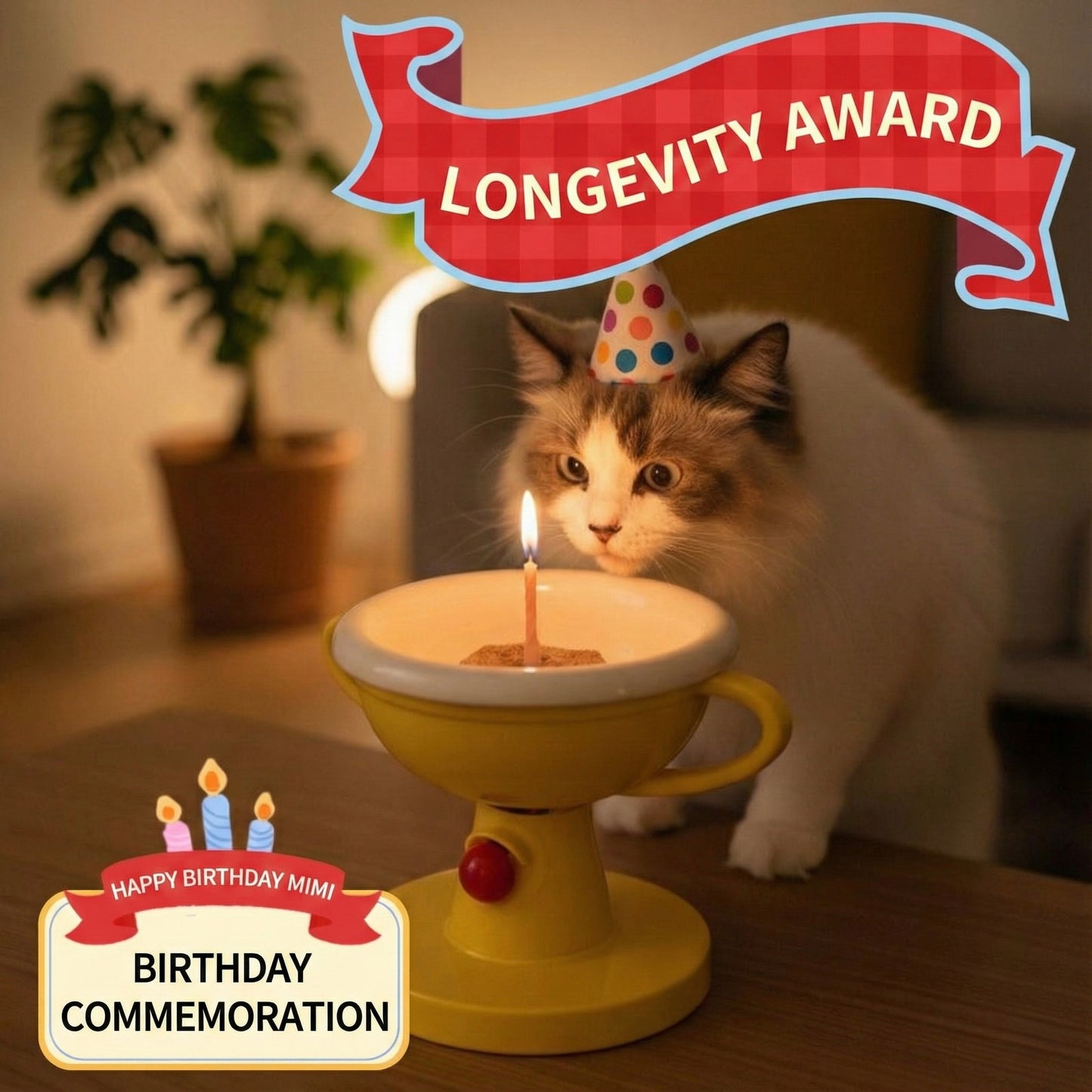 Yellow Trophy Adjustable Height Pet Bowl