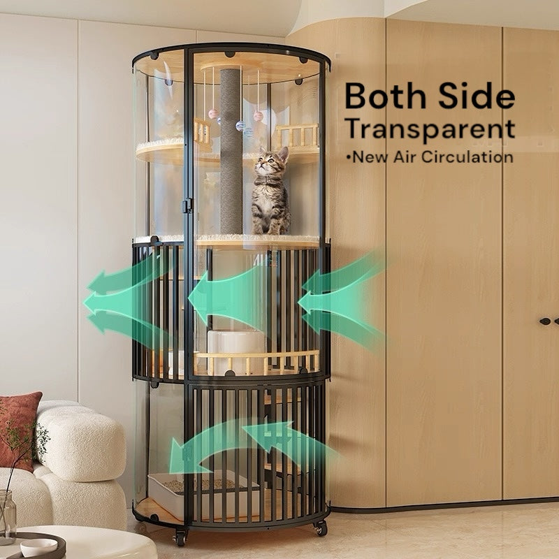 MiaoZan Premium Glass Cat Villa - 360° Series