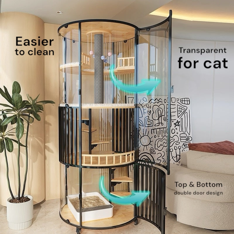 MiaoZan Premium Glass Cat Villa - 360° Series