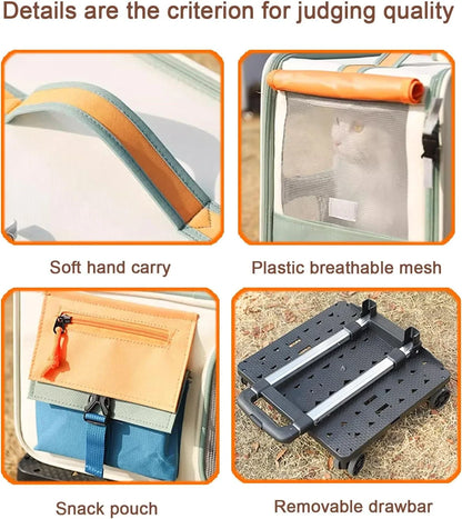Pet Carrier Baggage Collapsible & Detachable Trolley Bag - PetsLoveStory®