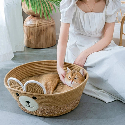 Cat Woven Basket Cooling Nest - PetsLoveStory®