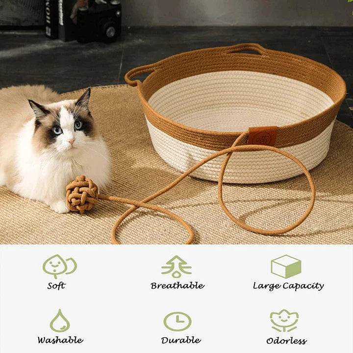 Handwoven Cotton Rope Cat Bed - PetsLoveStory®