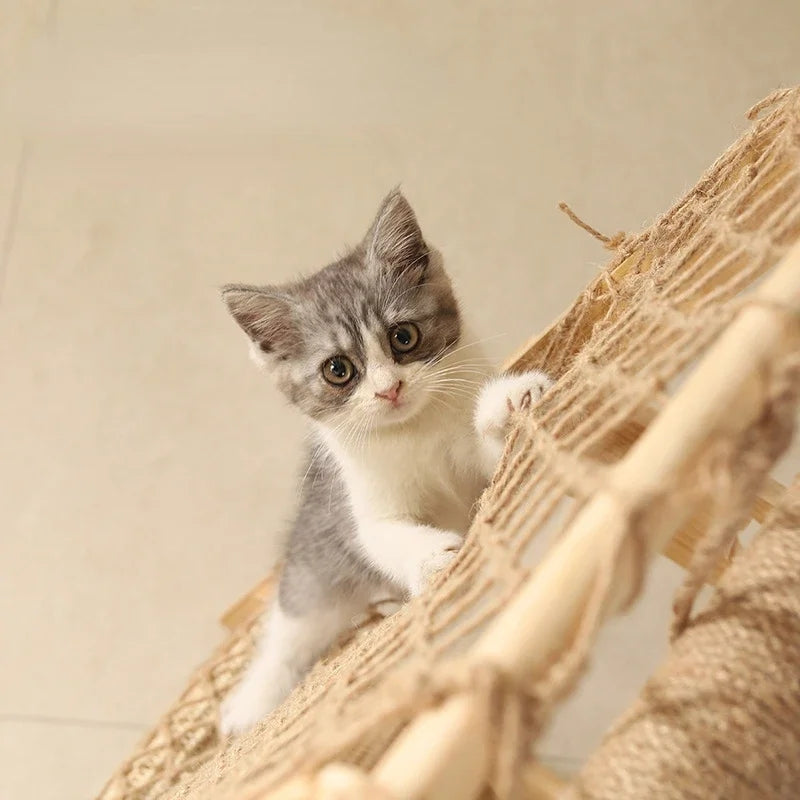 New Large Size Pet Climbing Net Cat Climbing Frame Wooden Cat Nest - PetsLoveStory®