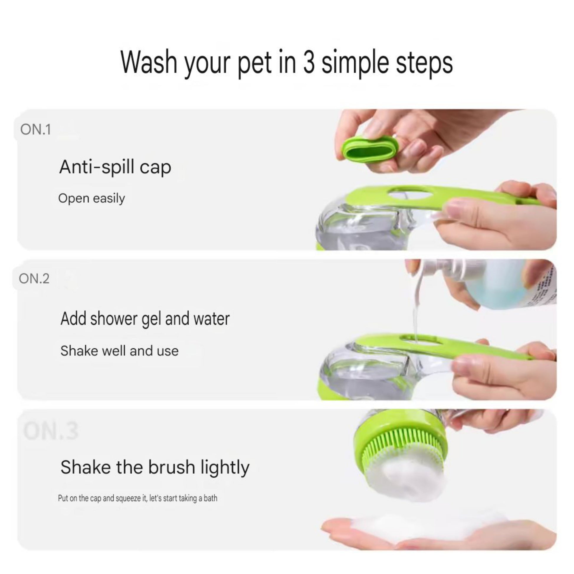 Pet Liquid Long Handle Press Bath Brush - PetsLoveStory®