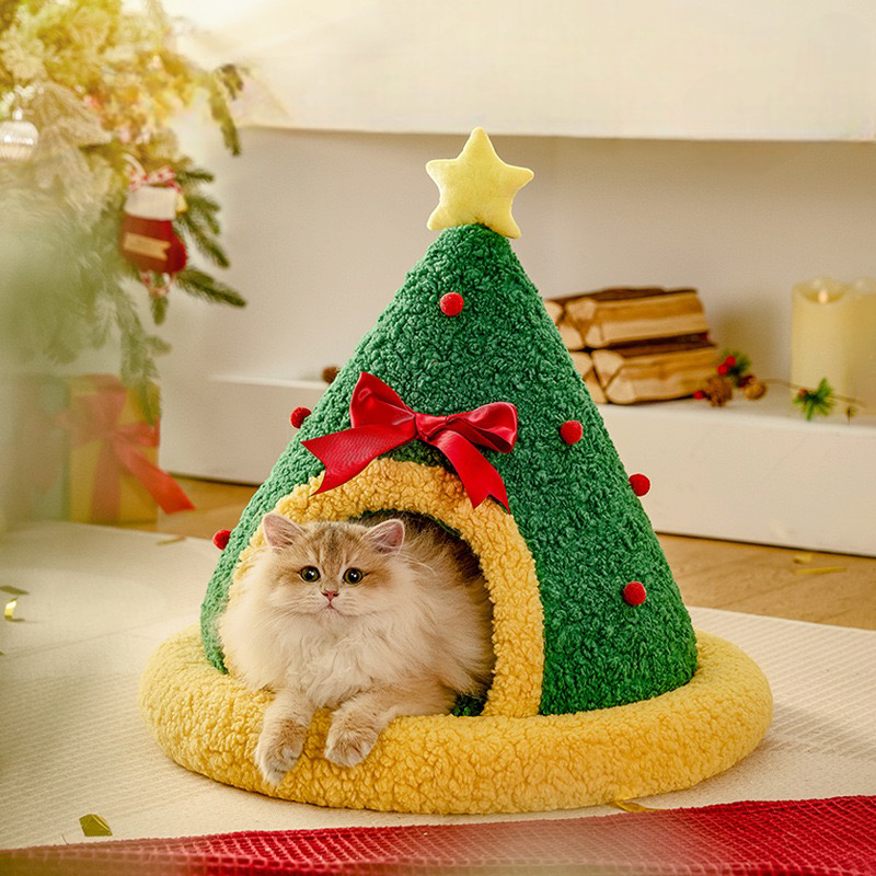 A windproof and warm Christmas nest for cats - PetsLoveStory®