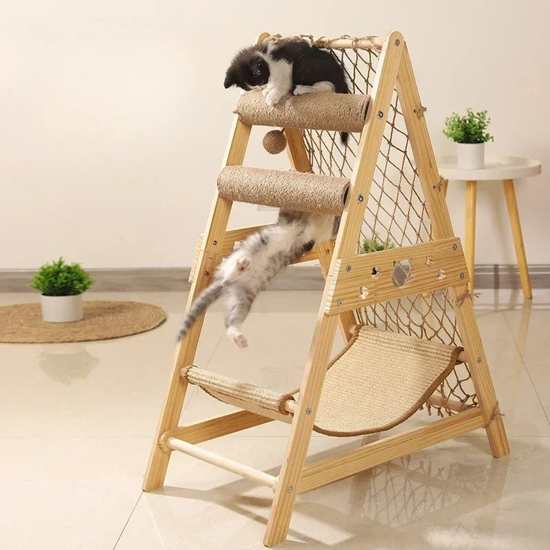 New Large Size Pet Climbing Net Cat Climbing Frame Wooden Cat Nest - PetsLoveStory®