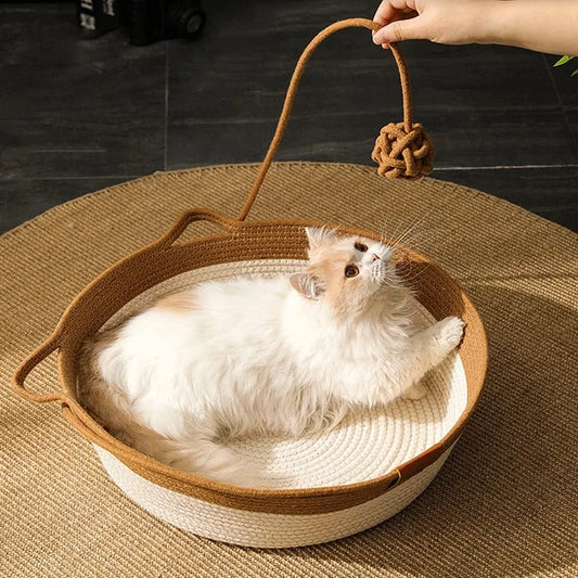 Handwoven Cotton Rope Cat Bed - PetsLoveStory®