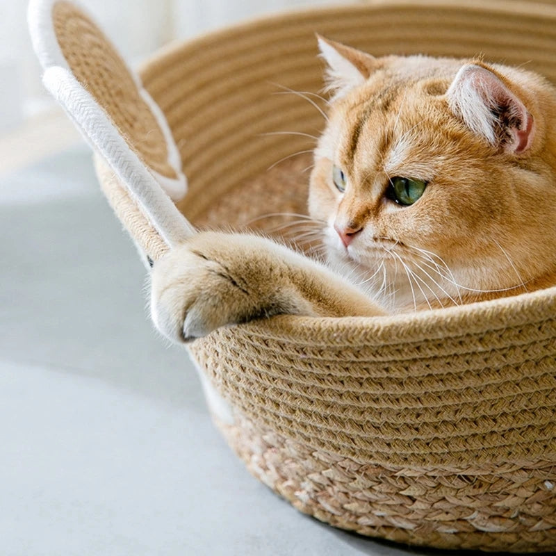 Cat Woven Basket Cooling Nest - PetsLoveStory®