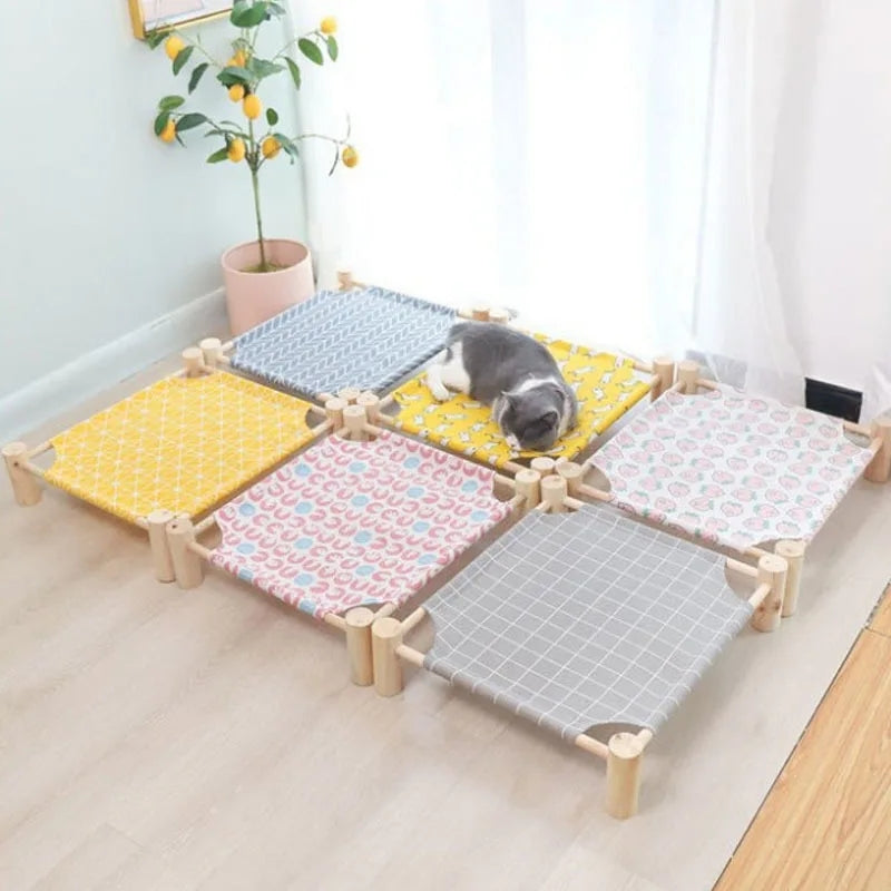 Wooden Cat Camp Bed for summer - PetsLoveStory®