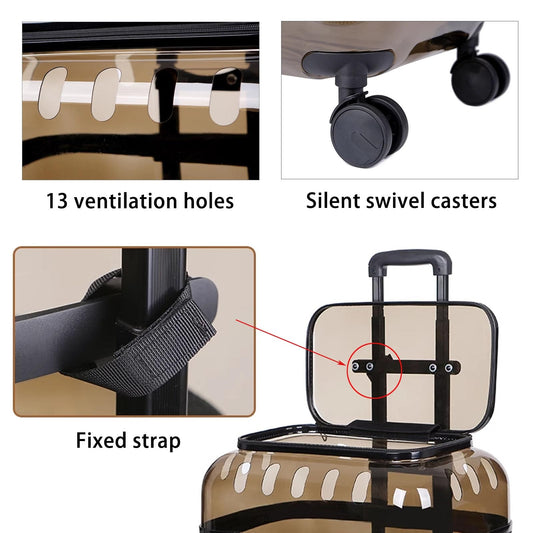 PetsLoveStory® Transparent Pet Travel Trolley - PetsLoveStory®