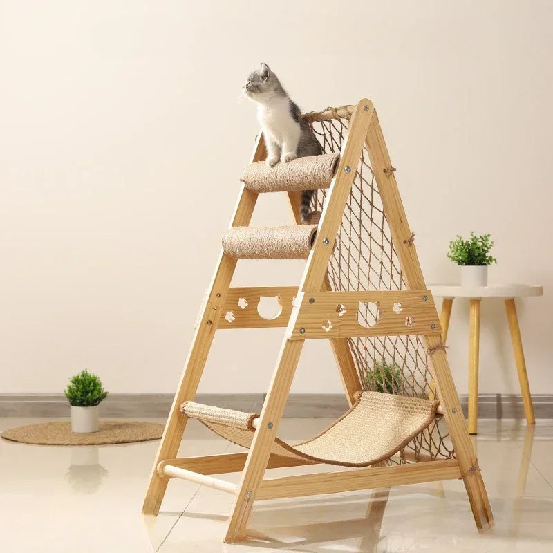 New Large Size Pet Climbing Net Cat Climbing Frame Wooden Cat Nest - PetsLoveStory®