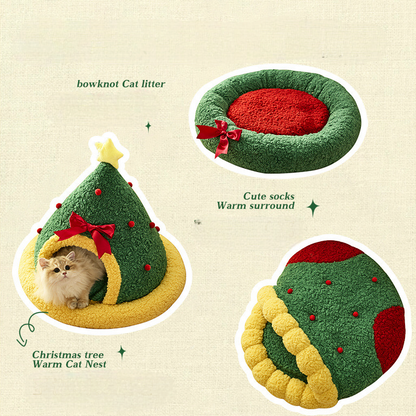 A windproof and warm Christmas nest for cats - PetsLoveStory®