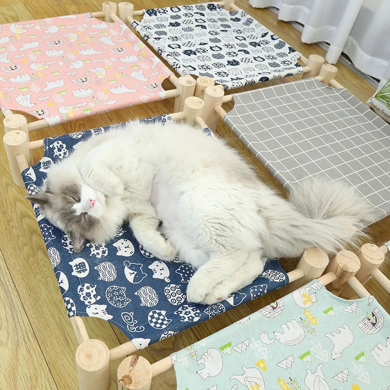 Wooden Cat Camp Bed for summer - PetsLoveStory®
