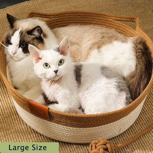 Handwoven Cotton Rope Cat Bed - PetsLoveStory®