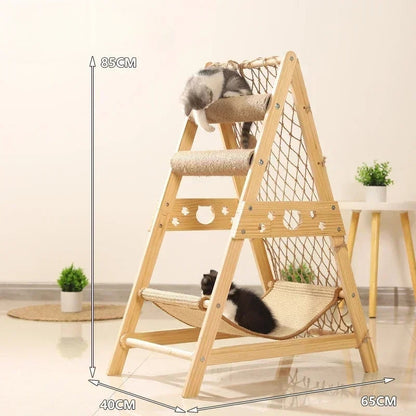 New Large Size Pet Climbing Net Cat Climbing Frame Wooden Cat Nest - PetsLoveStory®