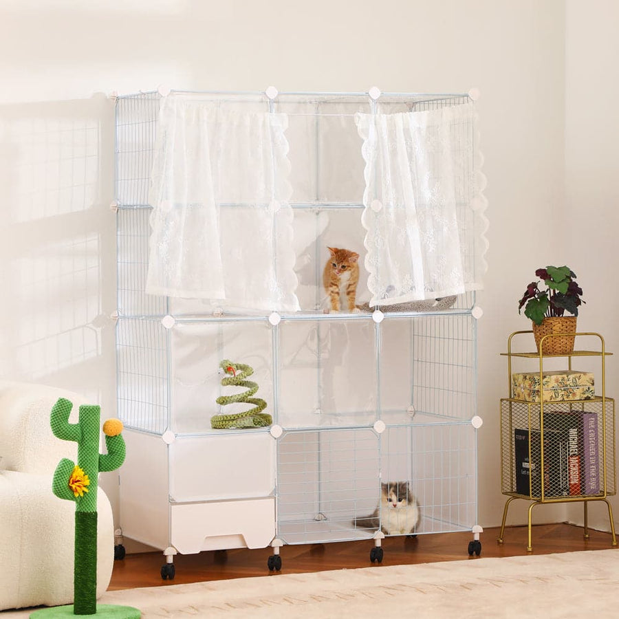 PetsLoveStory® Cat Villa Include Cat Litter Box - PP11 - PetsLoveStory®