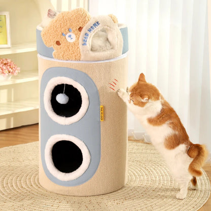 2 Story Cat Barrel Pet Soft Fabric House - PetsLoveStory®