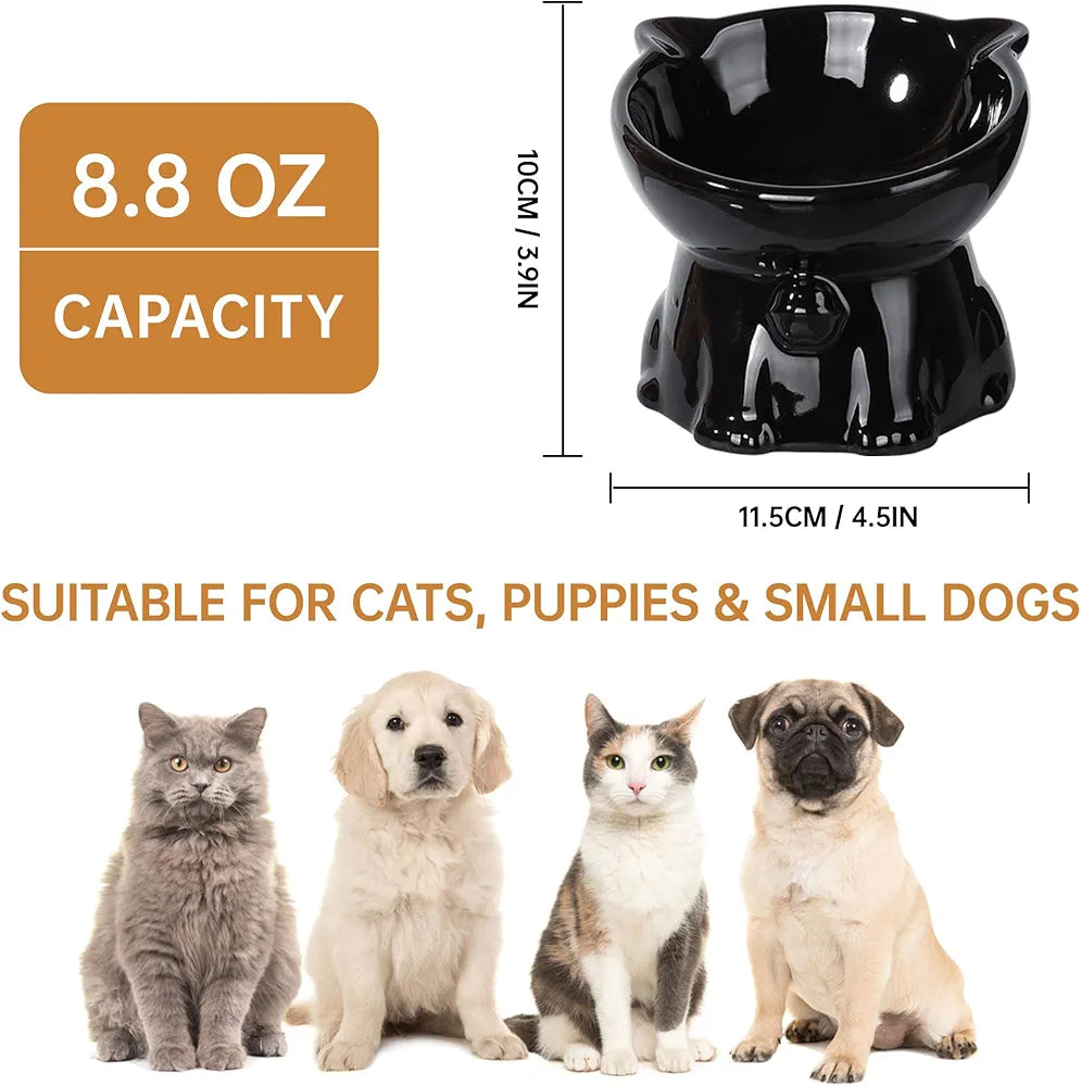 2pcs Ceramic Elevated Cat Bowls for Indoor Cats - PetsLoveStory®