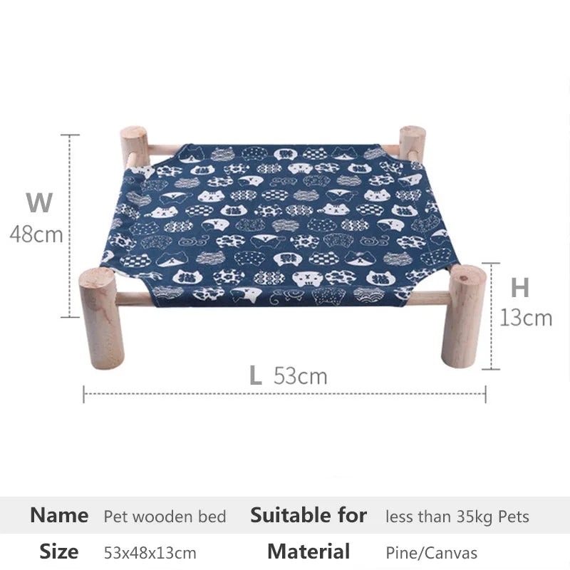 Wooden Cat Camp Bed for summer - PetsLoveStory®